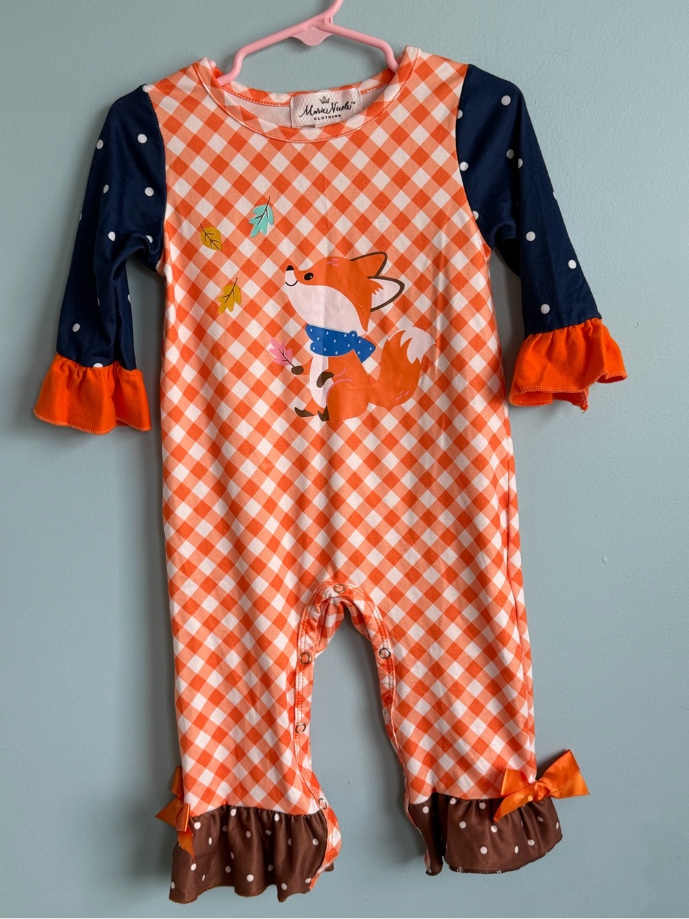 Marie Nicole Baby Girls 6-12M Fall Fox Ruffle Romper